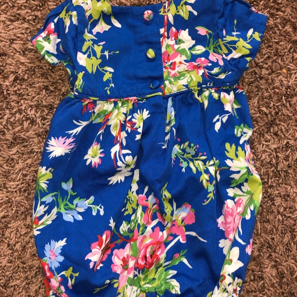 Baby girl, Royal blue floral Polo romper! - Picture 3 of 3